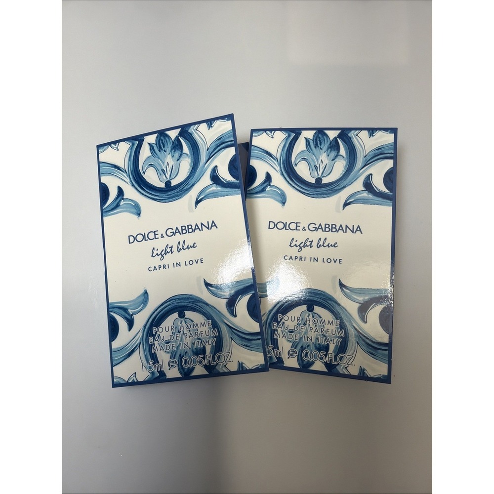 Lot of 2 Dolce & Gabbana Light Blue Capri In Love EDP Samples 1.5mL Each
